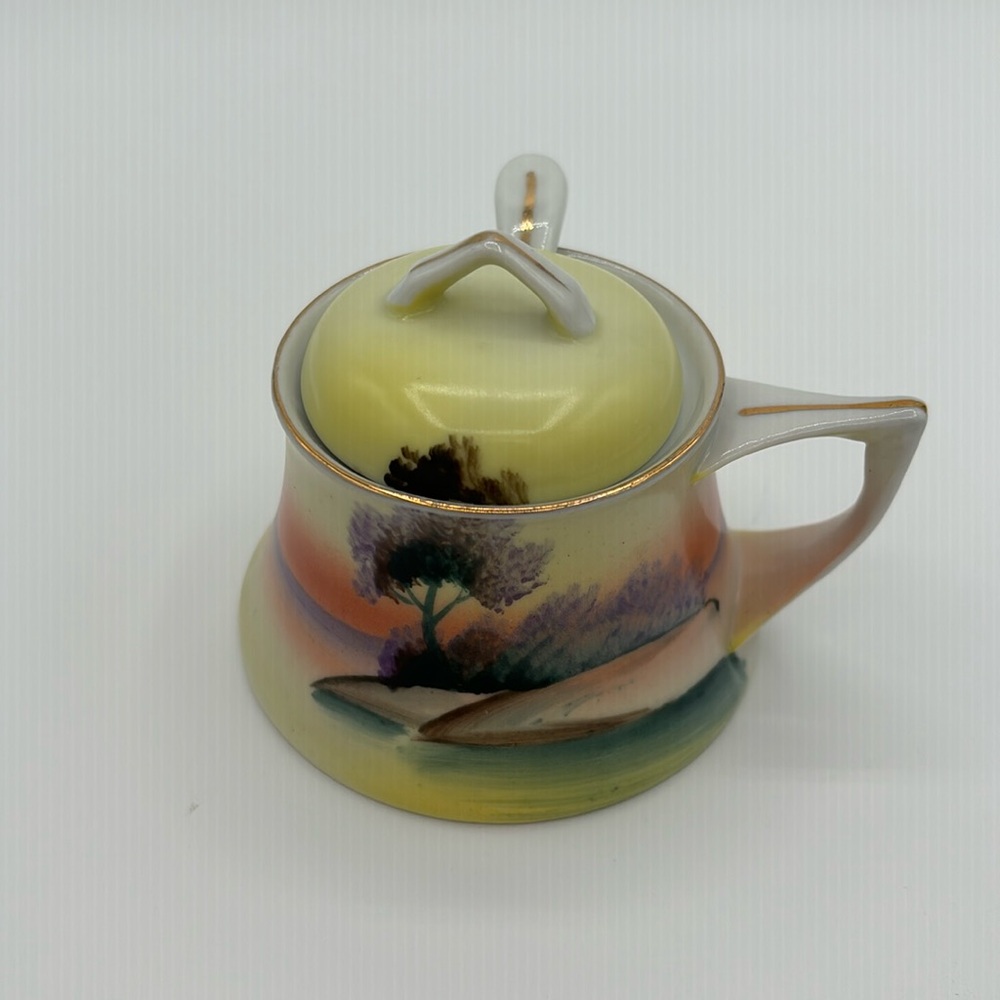 MEITO China Hand Painted Condiment Chili Oil Jar Landscape Design & Spoon